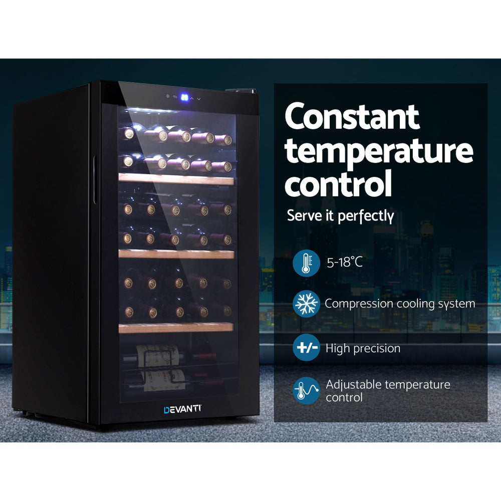 Devanti Wine Fridge Cooler 34 Bottles