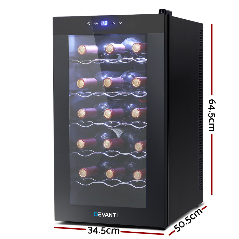 Devanti Wine Fridge Cooler 18 Bottles