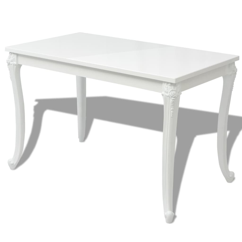 Dining Table 116x66x76 Cm High Gloss White - View 2