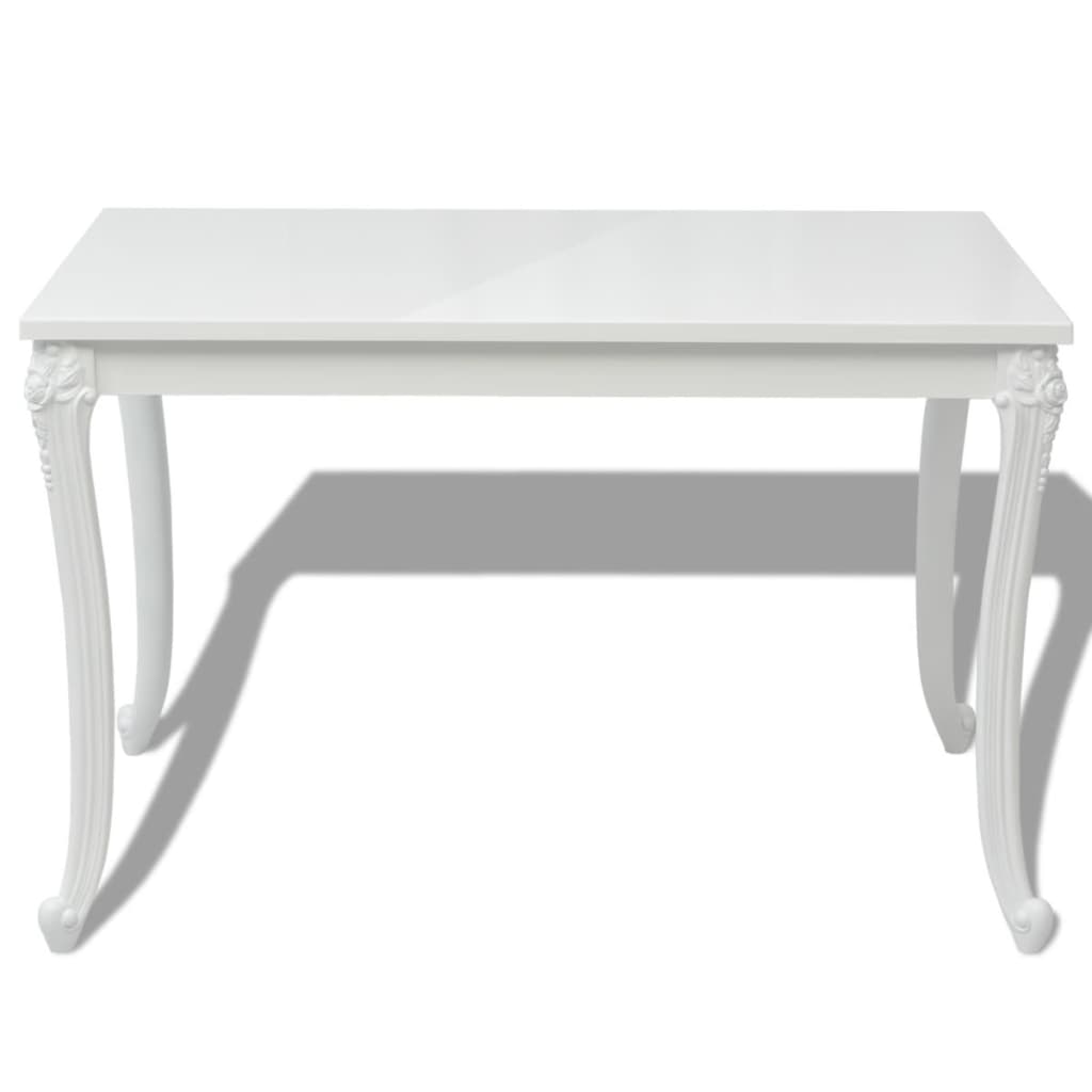 Dining Table 116x66x76 Cm High Gloss White - View 3