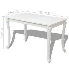 Dining Table 116x66x76 Cm High Gloss White - View 5