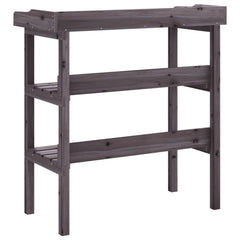 Plant Table With Shelves Grey 78x38x82.5 Cm Solid Wood Fir - View 6