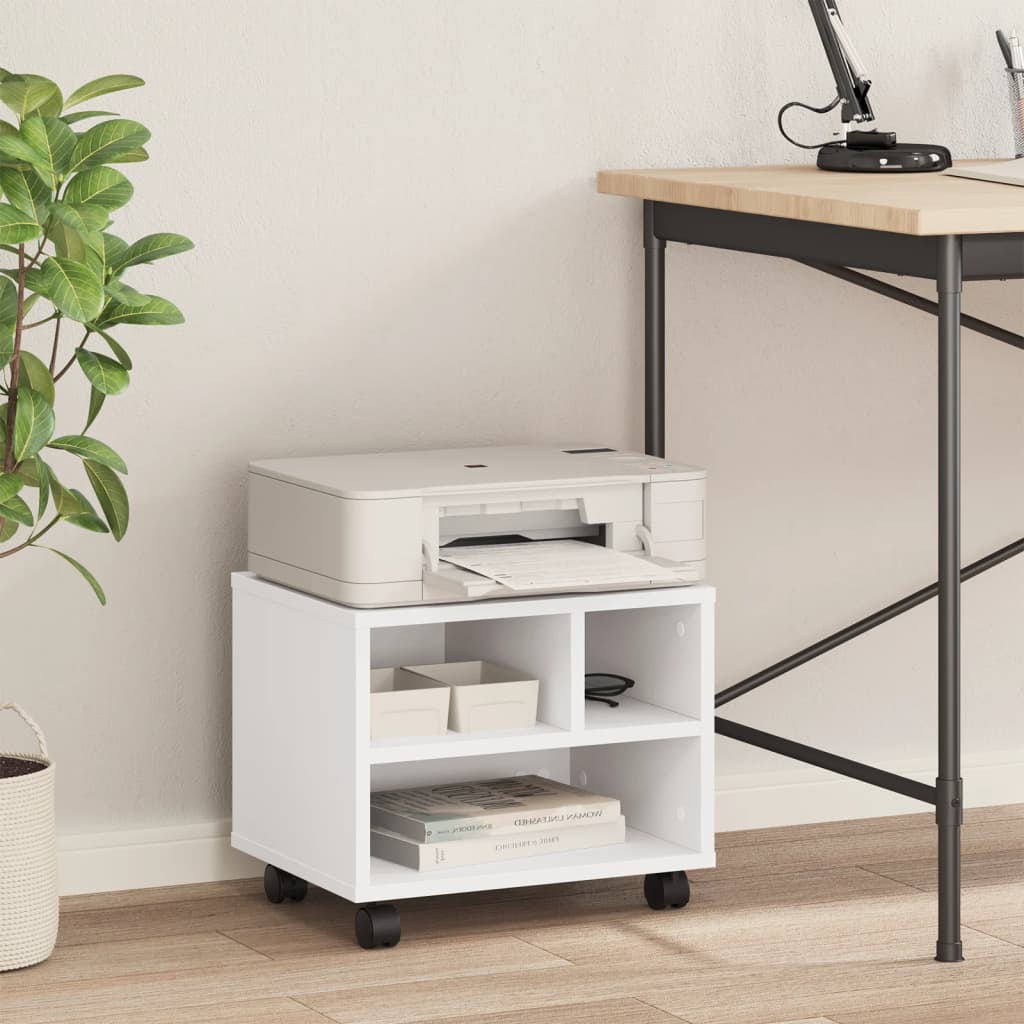 Printer Stand With Wheels White 41x32x34.5 Cm - View 3