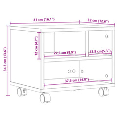 Printer Stand With Wheels White 41x32x34.5 Cm - View 10