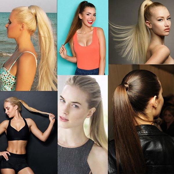 Long Straight Invisible Bandage Ponytail Wig - 613H12 Colour-1915198028860493827