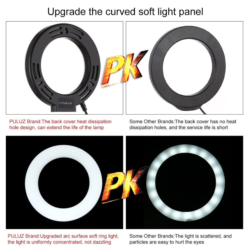 Usb 3 Modes Dimmable Led Ring Light With Tripod Holder And Cold Shoe Ball Head - 4.7 Inch Diameter-1915198024741687302