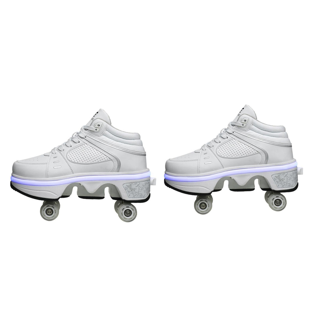 37 Double Row Deformation Rune Roller Skates - Dual Purpose - Low-Top Without Light (White)