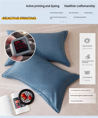 Blue Pure Cotton Flannel Pillowcase Set - Soft, Thickened, Solid Color (Pair, 48x74cm)