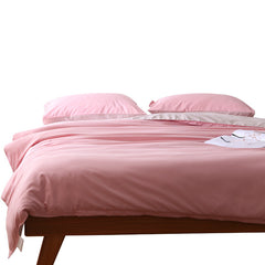 Purple And Pink Stitching Ultra-Soft Solid Color 4-Piece Bedding Set - Queen Size(Suitable for 2m bed)
