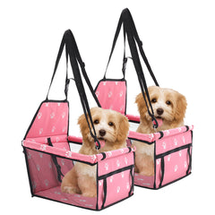 SOGA 2X Waterproof Pet Booster Car Seat Breathable Mesh Safety Travel Portable Dog Carrier Bag Pink