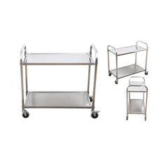 SOGA 2X 2 Tier 85x45x90cm Stainless Steel Kitchen Dining Food Cart Trolley Utility Medium