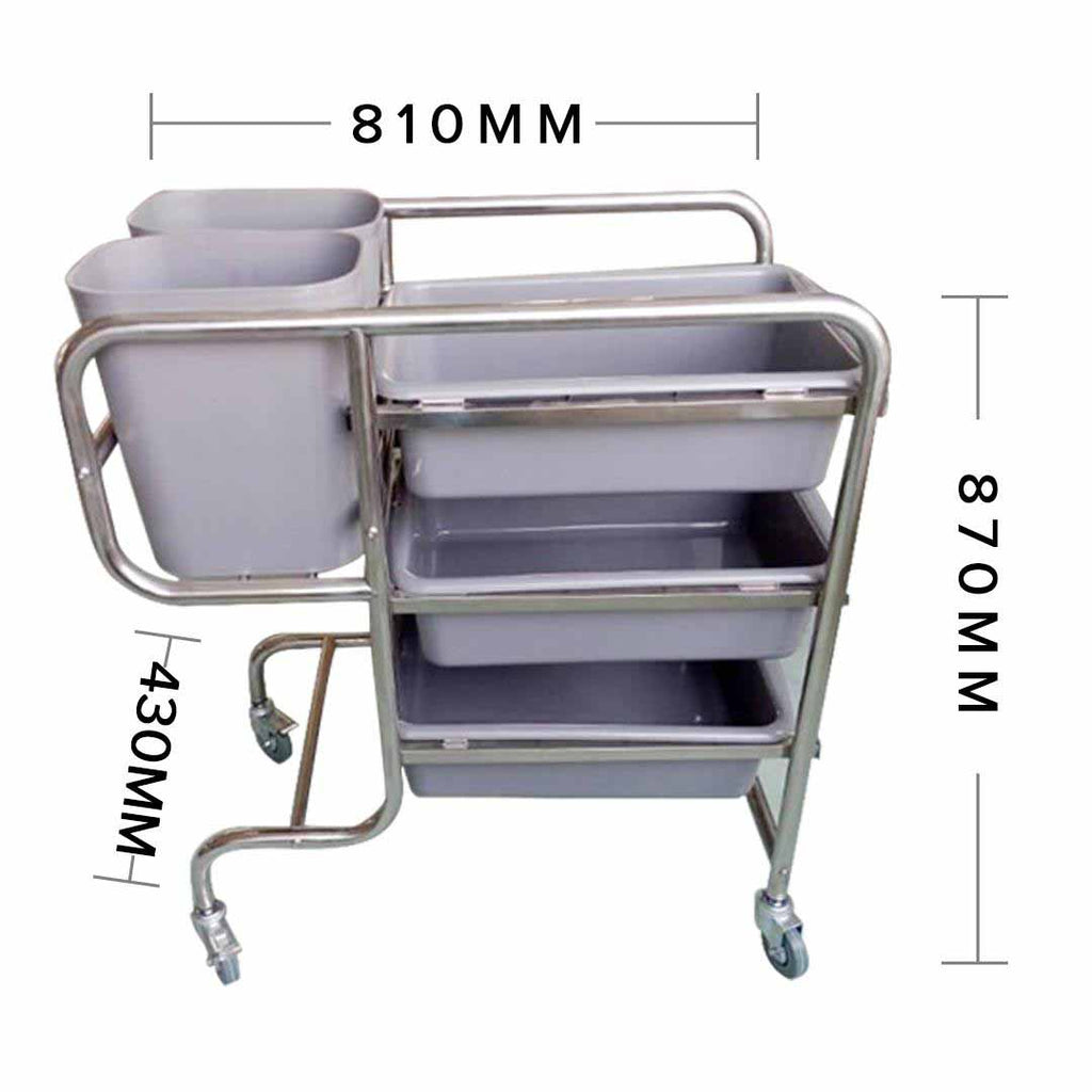SOGA 3 Tier 81x43x87cm Food Trolley Food Waste Cart Five Buckets Kitchen Food Utility Round