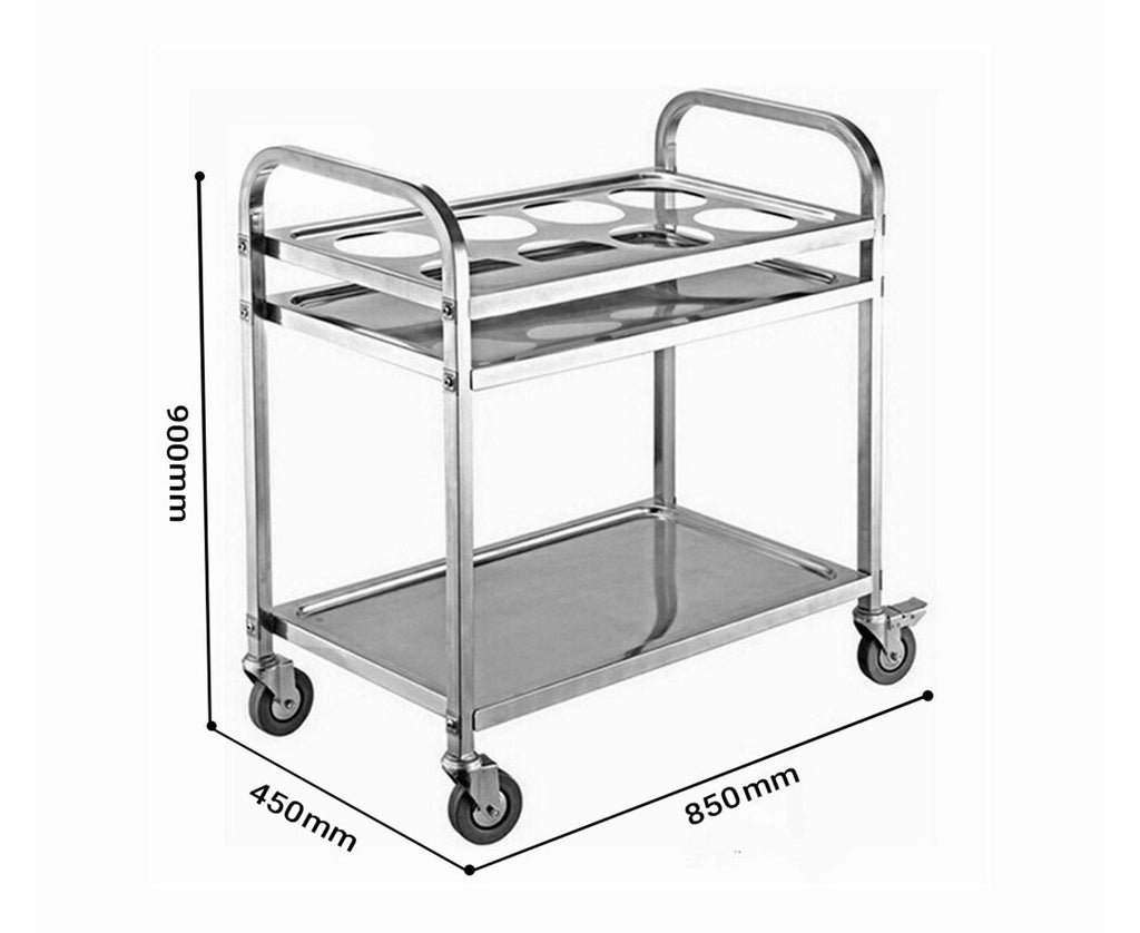 SOGA 2 Tier Stainless Steel 8 Compartment Kitchen Seasoning Car Service Trolley Condiment Holder Cart Spice Bowl
