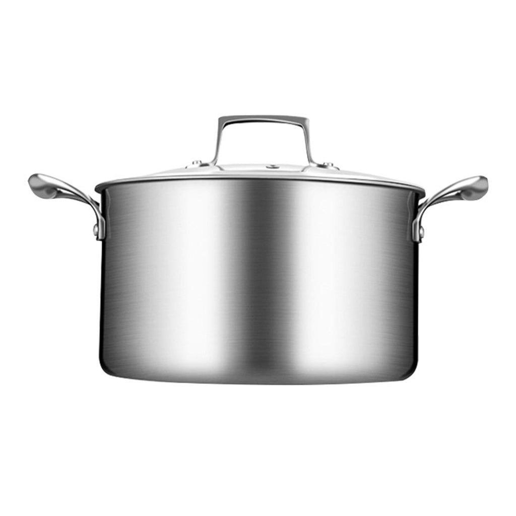 SOGA 26cm Stainless Steel Soup Pot Stock Cooking Stockpot Heavy Duty Thick Bottom with Glass Lid