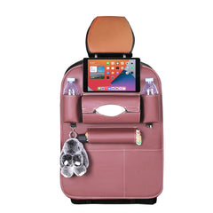SOGA Leather Car Back Seat Storage Bag Multi-Pocket Organizer Backseat and iPad Mini Holder Coffee