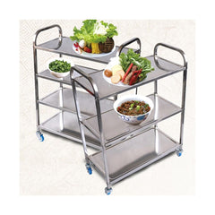 SOGA 2X 4 Tier 950x500x1220 Stainless Steel Kitchen Dining Food Cart Trolley Utility