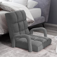 SOGA 2X Foldable Lounge Cushion Adjustable Floor Lazy Recliner Chair with Armrest Grey