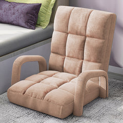 SOGA Foldable Lounge Cushion Adjustable Floor Lazy Recliner Chair with Armrest Khaki
