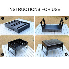 SOGA 2X 43cm Portable Folding Thick Box-type Charcoal Grill for Outdoor BBQ Camping