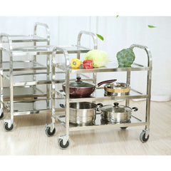 SOGA 2X 3 Tier 95x50x95cm Stainless Steel Kitchen Dinning Food Cart Trolley Utility Size Large