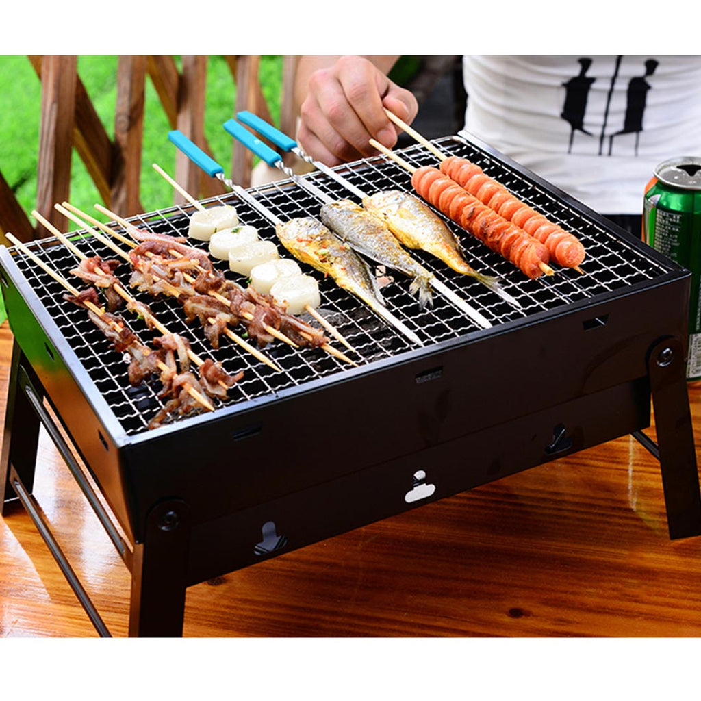 SOGA 2X 43cm Portable Folding Thick Box-type Charcoal Grill for Outdoor BBQ Camping