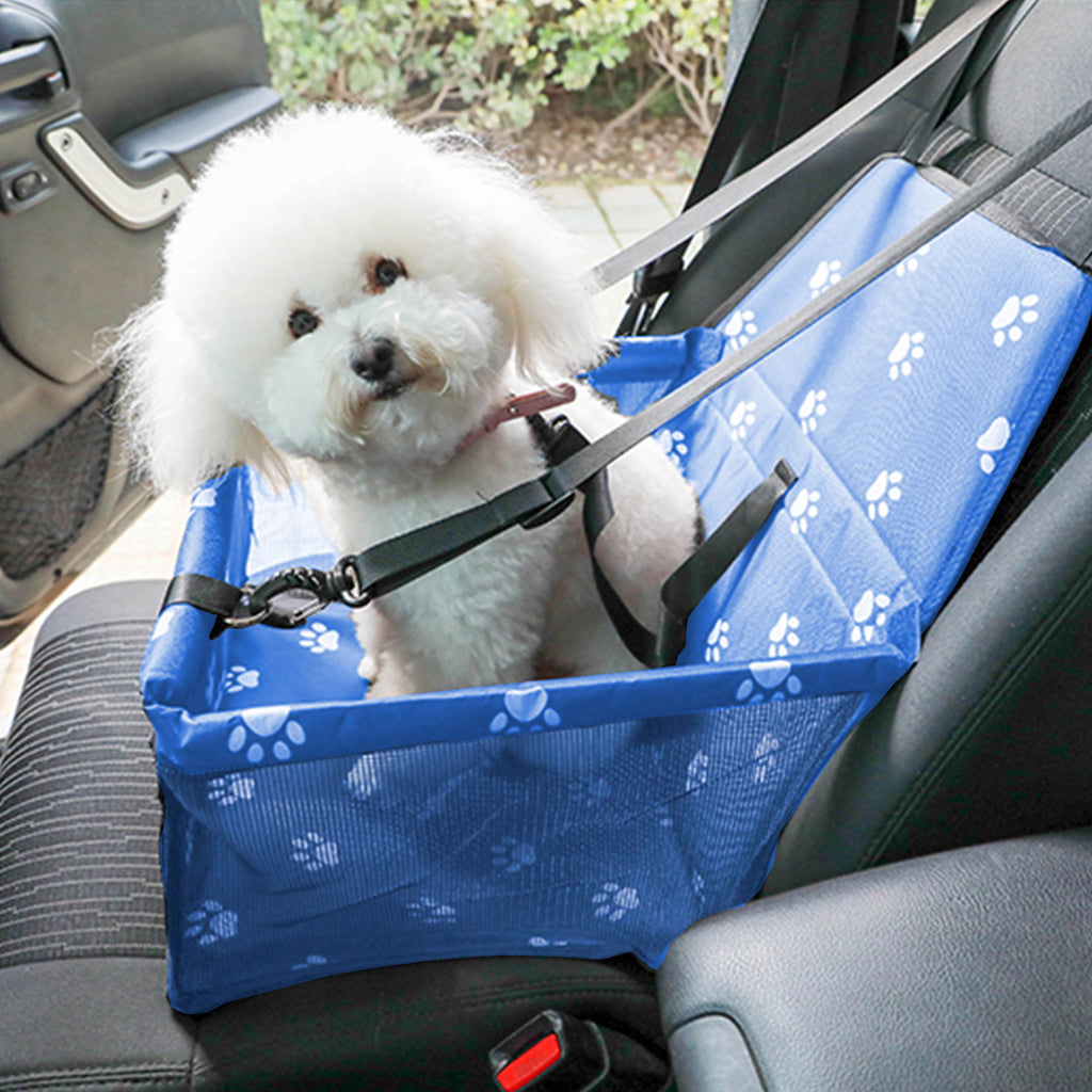 SOGA Waterproof Pet Booster Car Seat Breathable Mesh Safety Travel Portable Dog Carrier Bag Blue