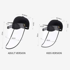 4X Outdoor Protection Hat Anti-Fog Pollution Dust Saliva Protective Cap Full Face HD Shield Cover Adult Black