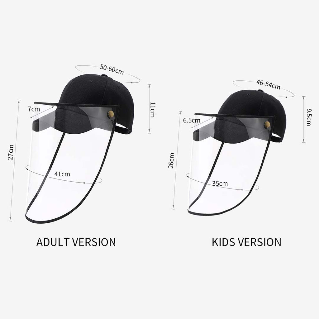 2X Outdoor Protection Hat Anti-Fog Pollution Dust Saliva Protective Cap Full Face HD Shield Cover Kids Black