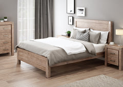 Bed Frame Queen Size in Solid Wood Veneered Acacia Bedroom Timber Slat in Oak