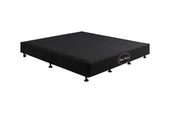 Mattress Base Ensemble Queen Size Solid Wooden Slat in Black with Removable Cover