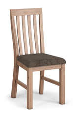2x Wooden Frame Leatherette in Solid Wood Acacia & Veneer Dining Chairs in Oak Colour