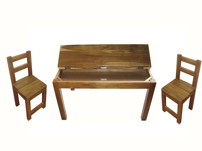 Hardwood study desk and 2 standard chairs