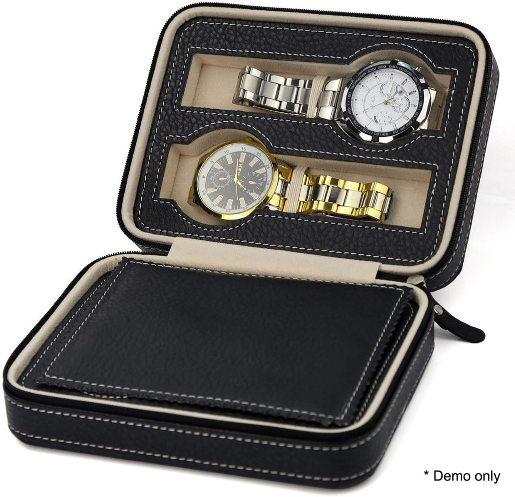 4 Watch Box Display Travel Case PU Leather