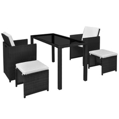 Outdoor Dining Set 11 Pieces Black Poly Rattan
