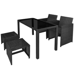 Outdoor Dining Set 11 Pieces Black Poly Rattan