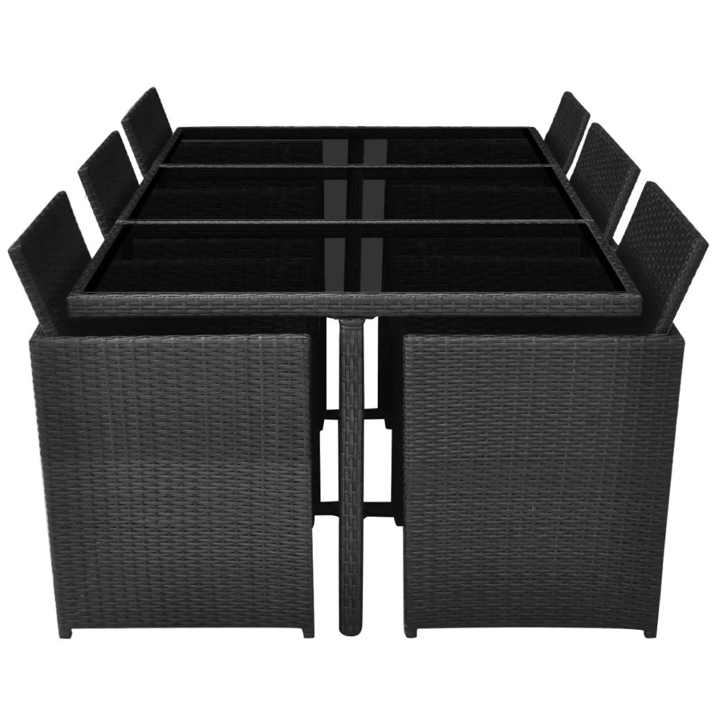 Outdoor Dining Set 27 Pieces Black Poly Rattan