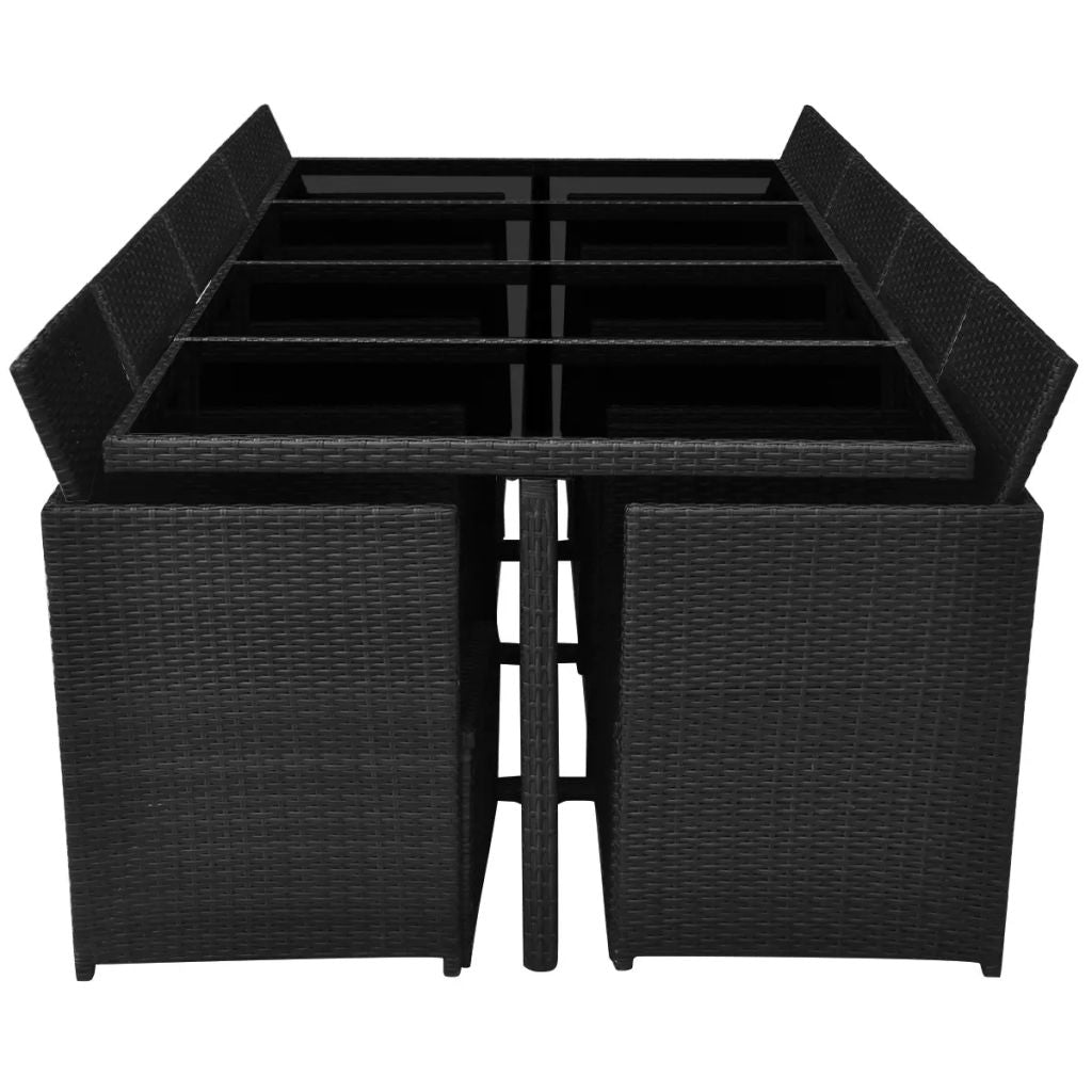 Outdoor Dining Set 33 Pieces Black Poly Rattan