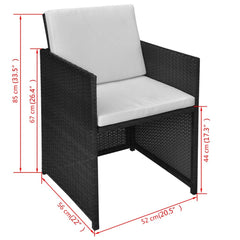 Outdoor Dining Chairs 2 pcs Black 52x56x85 cm Poly Rattan