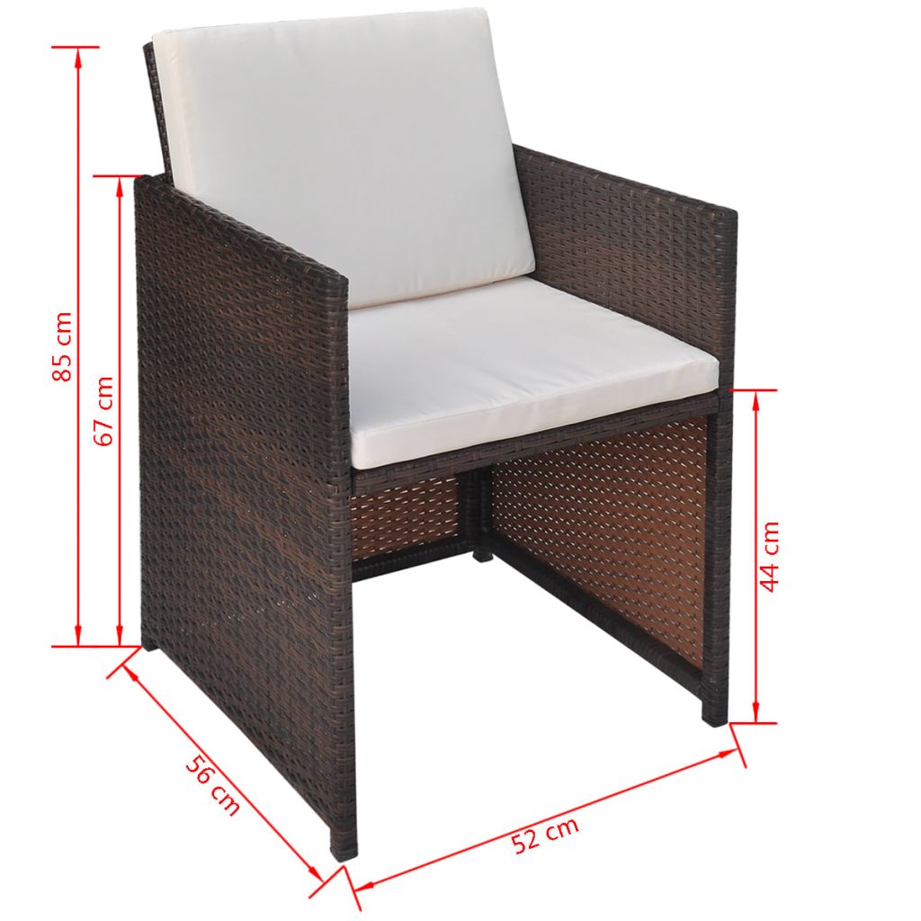 Outdoor Dining Chairs 2 pcs Brown 52x56x85 cm Poly Rattan