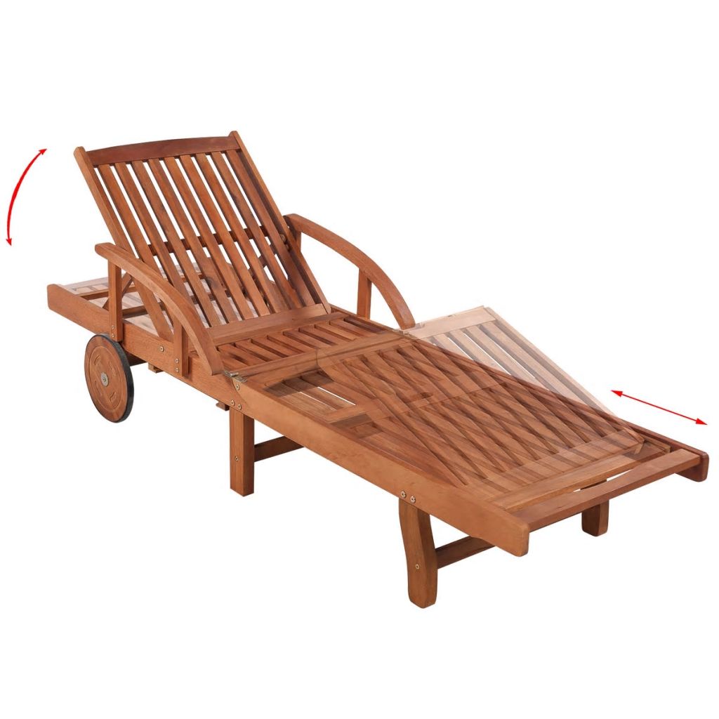 Sunlounger and Table Set Solid Acacia Wood Brown