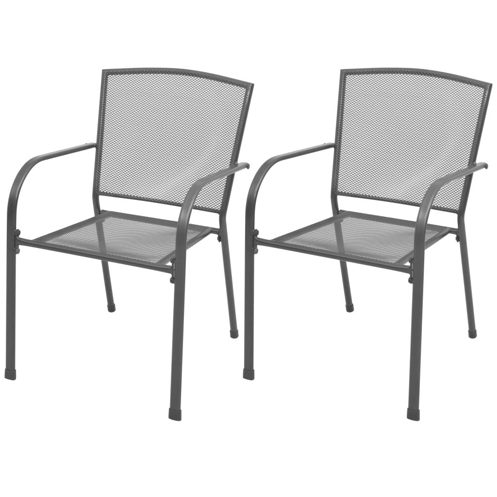 Outdoor Stacking Dining Chairs 2 pcs Steel Mesh