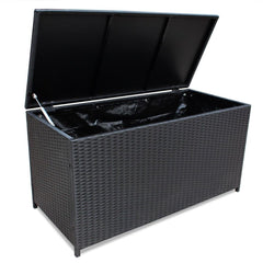 Outdoor Storage Box Poly Rattan Black 150x50x60 cm