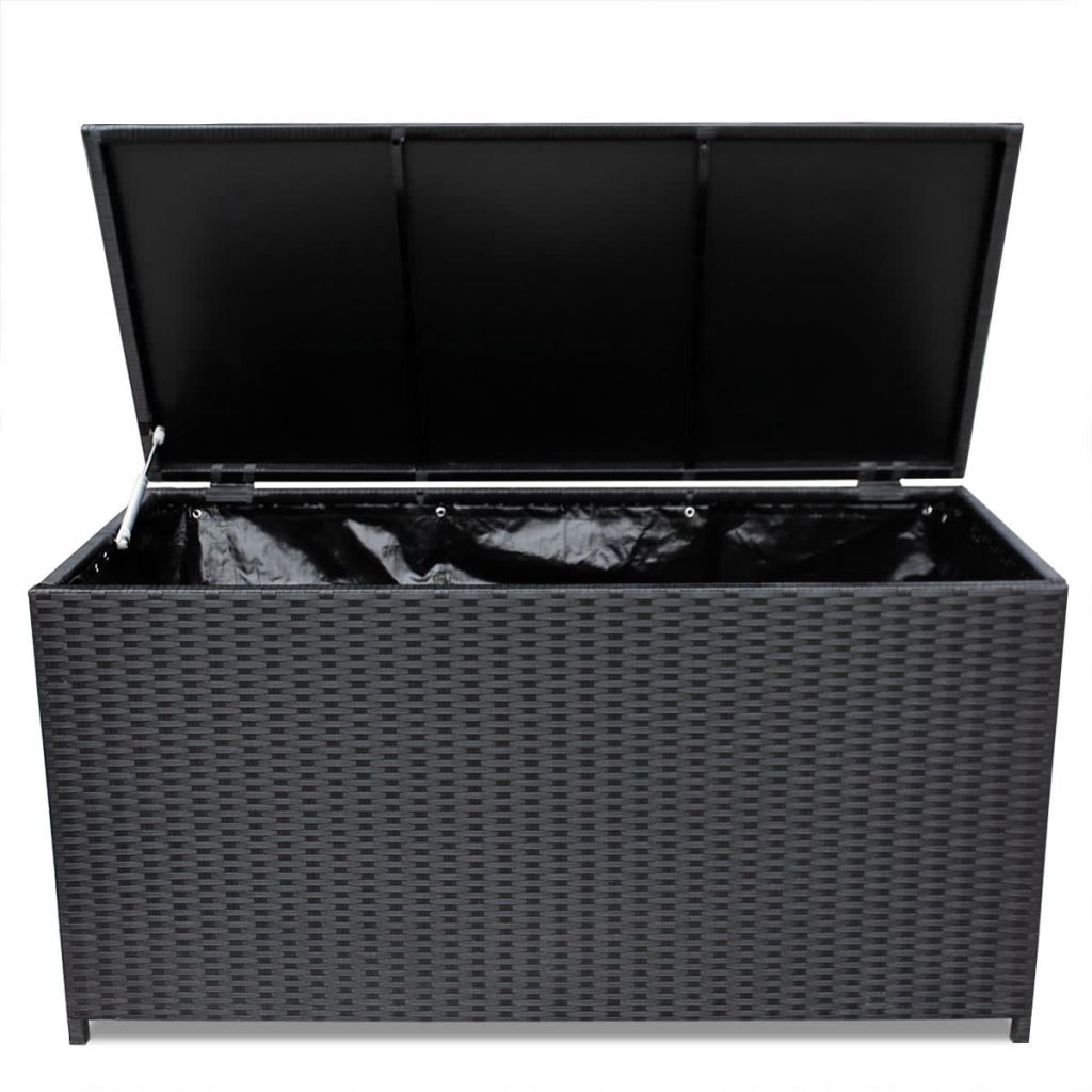 Outdoor Storage Box Poly Rattan Black 150x50x60 cm