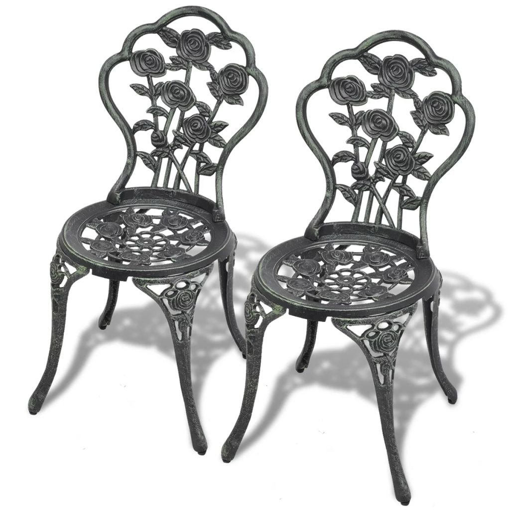 Bistro Chairs 2 pcs Green 41x49x81.5 cm Cast Aluminium