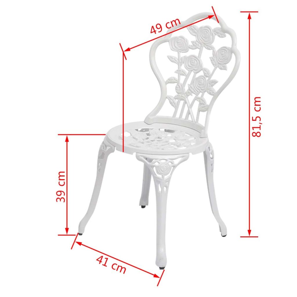 Bistro Chairs 2 pcs White 41x49x81.5 cm Cast Aluminium