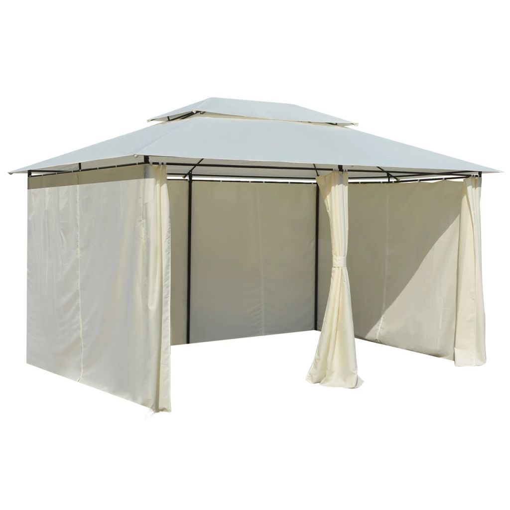 Garden Marquee with Curtains 4x3 m White
