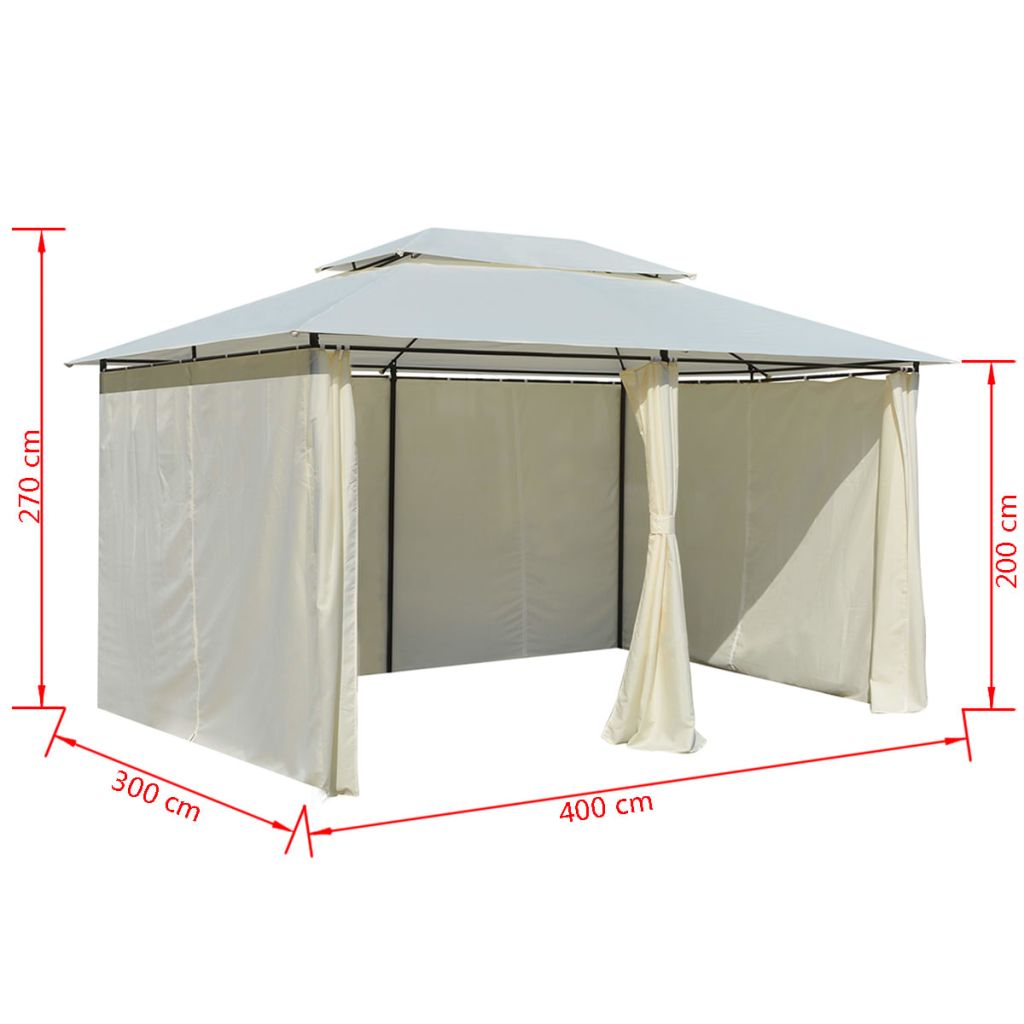 Garden Marquee with Curtains 4x3 m White