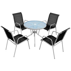 Outdoor Dining Set 5 Pieces Steel 80x71 cm Black and Grey