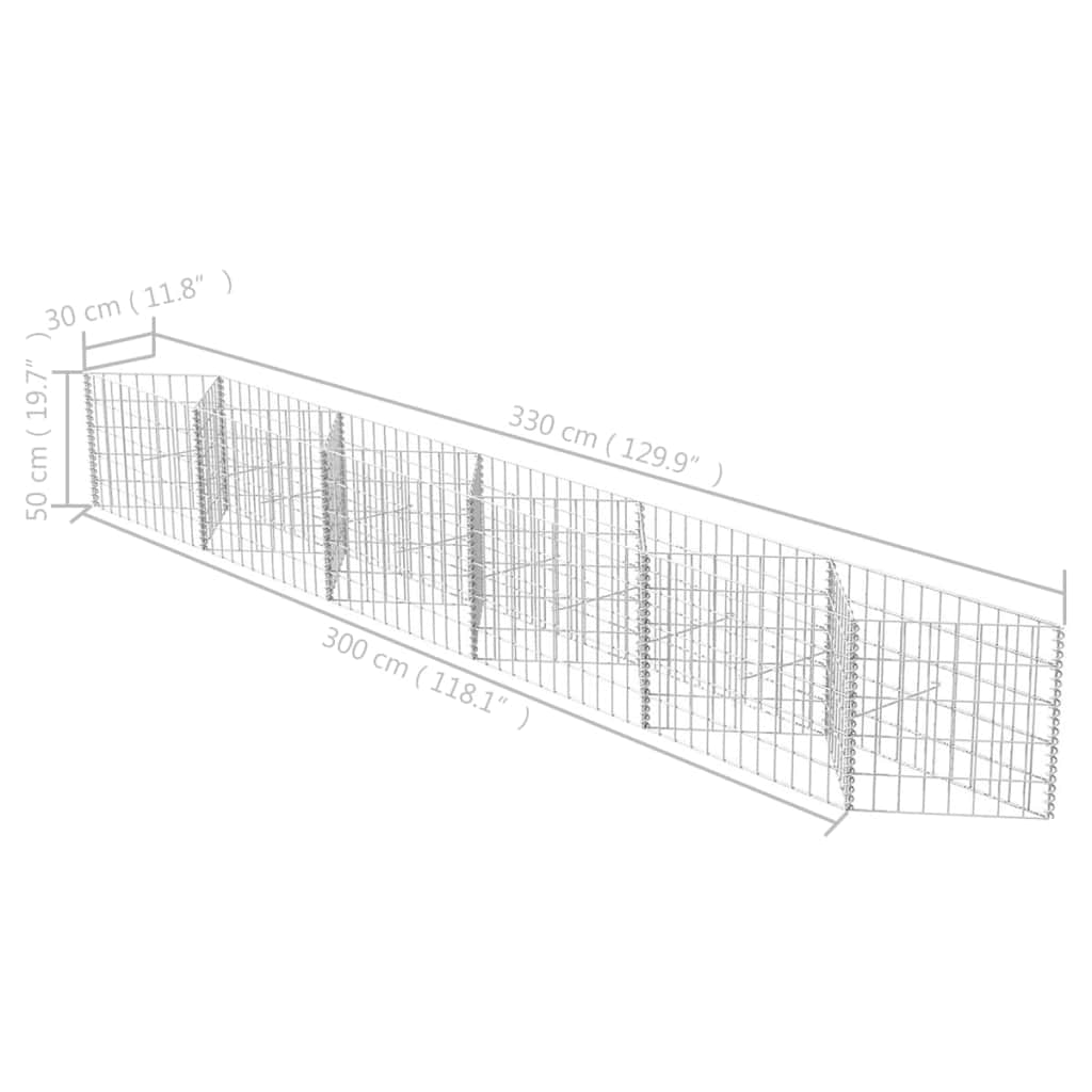 Gabion Basket/Planter/Raised Vegetable Bed Steel 330x30x50 cm