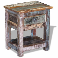 Side Table with 1 Drawer Solid Reclaimed Wood 43x33x51 cm
